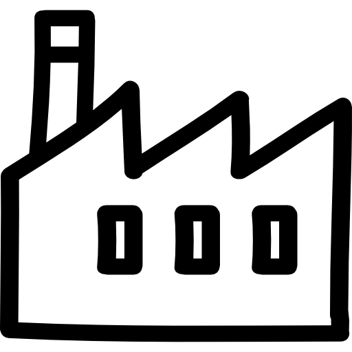 Icon mit Fabrikgebäude – Symbol für die Eventlocation von Tafelfreuden in Düren für Feiern und Firmenevents